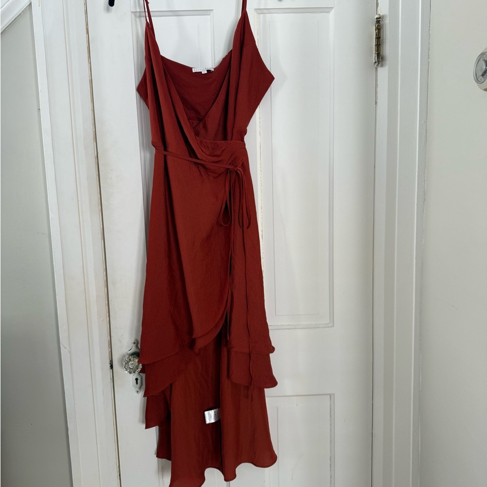 Elegant Rust Red Layered Dress